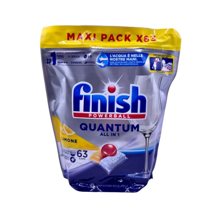 Finish Quantum All in 1 Lemon Sparkle Mosogatógép Tabletta – 63 db
